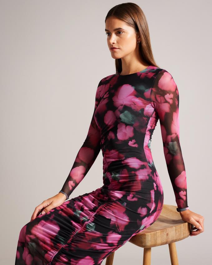 Peignoir Ted Baker Ruched Petal Print Bodycon Rose Femme | QAA-05800332